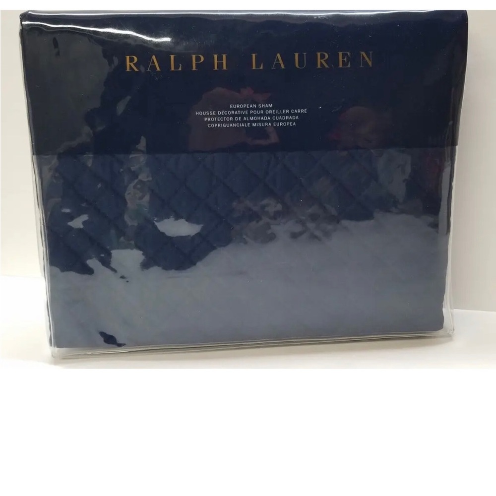 Ralph Lauren Wyatt Peacock Blue Euro Pillow Sham new open package Quilted